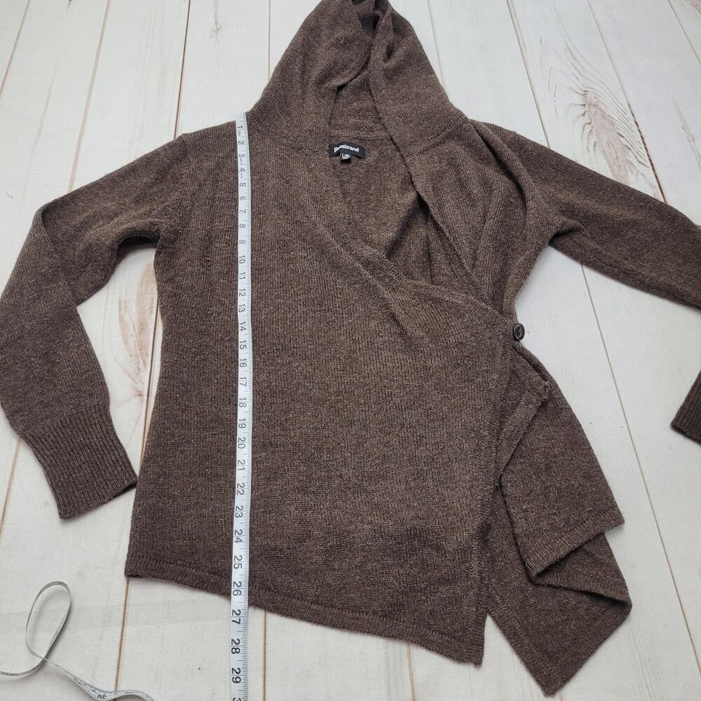Betabrand brown wool alpaca wrap hooded sweater asymmetrical lagenlook - Picture 4 of 9